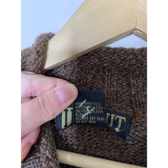 Vintage Sweater Womens Large VNeck Wool Blend Kangaroo Pocket Brown In Knit - Picture 6 of 6